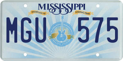 MS license plate MGU575