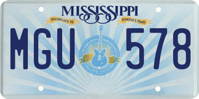 MS license plate MGU578