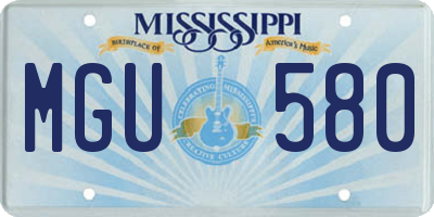 MS license plate MGU580
