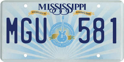 MS license plate MGU581