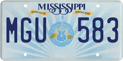 MS license plate MGU583