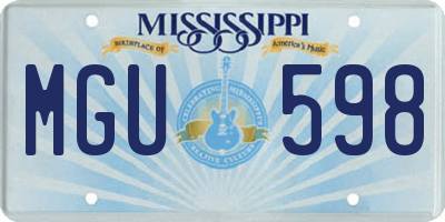 MS license plate MGU598