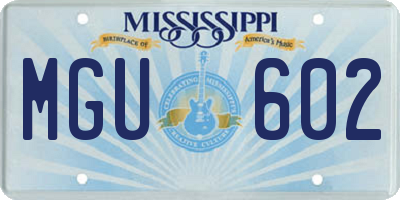 MS license plate MGU602