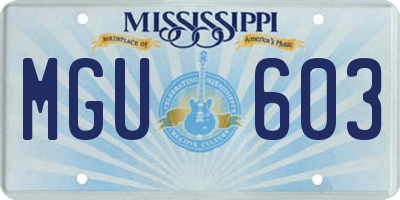 MS license plate MGU603