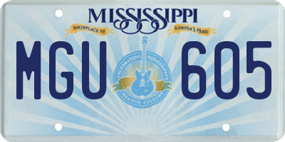 MS license plate MGU605