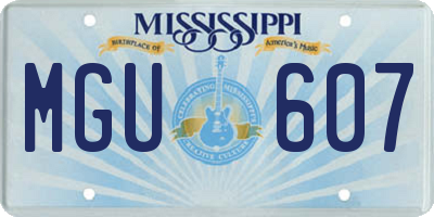 MS license plate MGU607