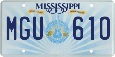 MS license plate MGU610