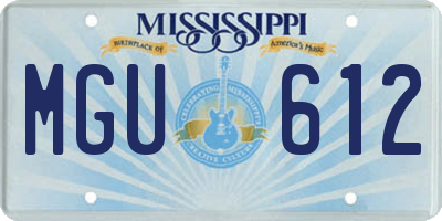 MS license plate MGU612
