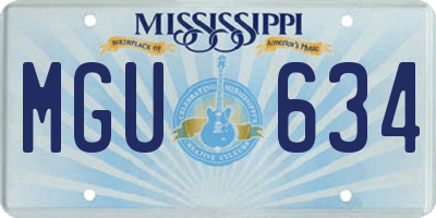 MS license plate MGU634
