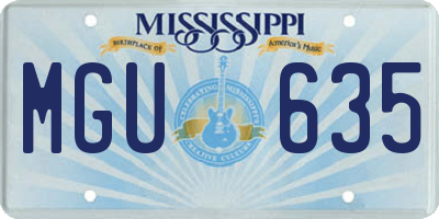 MS license plate MGU635