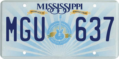 MS license plate MGU637