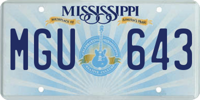 MS license plate MGU643