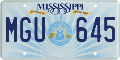 MS license plate MGU645