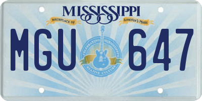 MS license plate MGU647