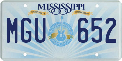 MS license plate MGU652