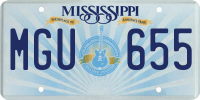 MS license plate MGU655