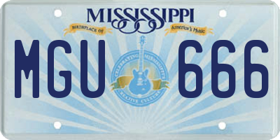 MS license plate MGU666