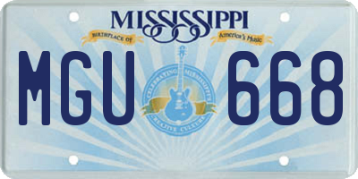 MS license plate MGU668