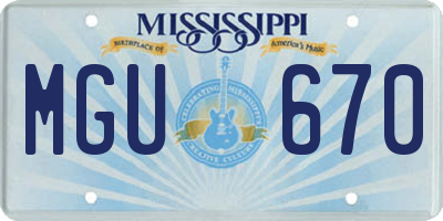 MS license plate MGU670