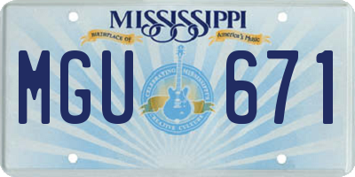 MS license plate MGU671