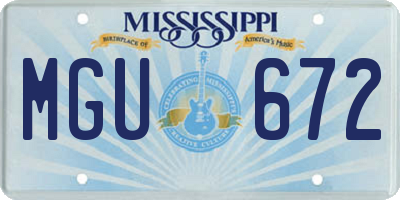 MS license plate MGU672