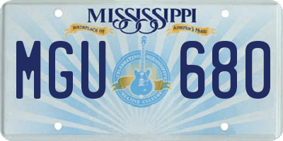 MS license plate MGU680