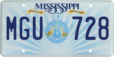 MS license plate MGU728