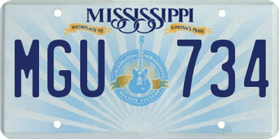 MS license plate MGU734