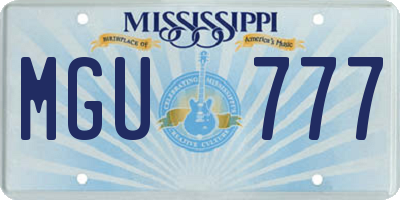 MS license plate MGU777