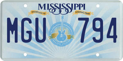 MS license plate MGU794
