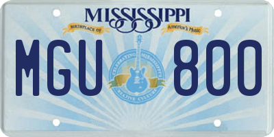 MS license plate MGU800