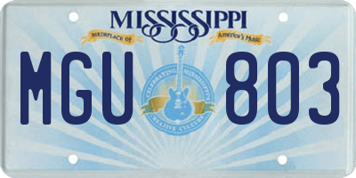 MS license plate MGU803