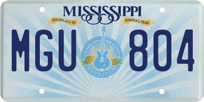 MS license plate MGU804