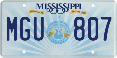 MS license plate MGU807
