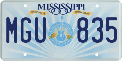 MS license plate MGU835