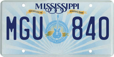 MS license plate MGU840