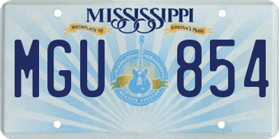 MS license plate MGU854