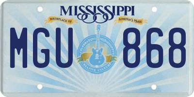 MS license plate MGU868