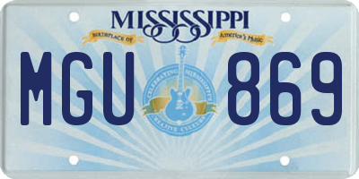 MS license plate MGU869