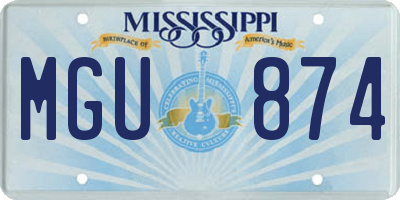 MS license plate MGU874