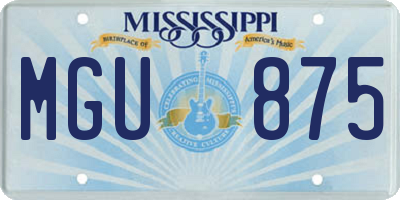 MS license plate MGU875