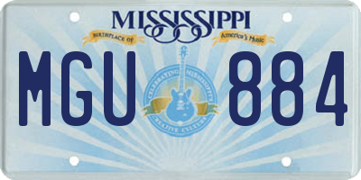 MS license plate MGU884