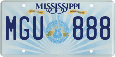 MS license plate MGU888