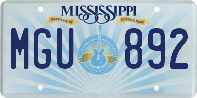 MS license plate MGU892