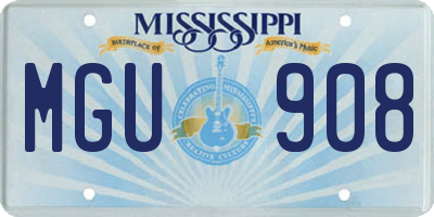 MS license plate MGU908
