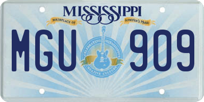 MS license plate MGU909