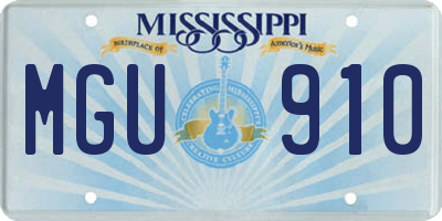MS license plate MGU910