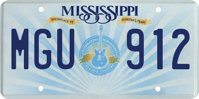MS license plate MGU912