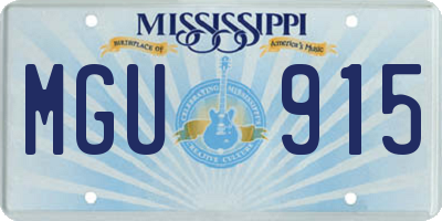 MS license plate MGU915