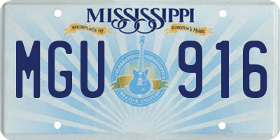 MS license plate MGU916